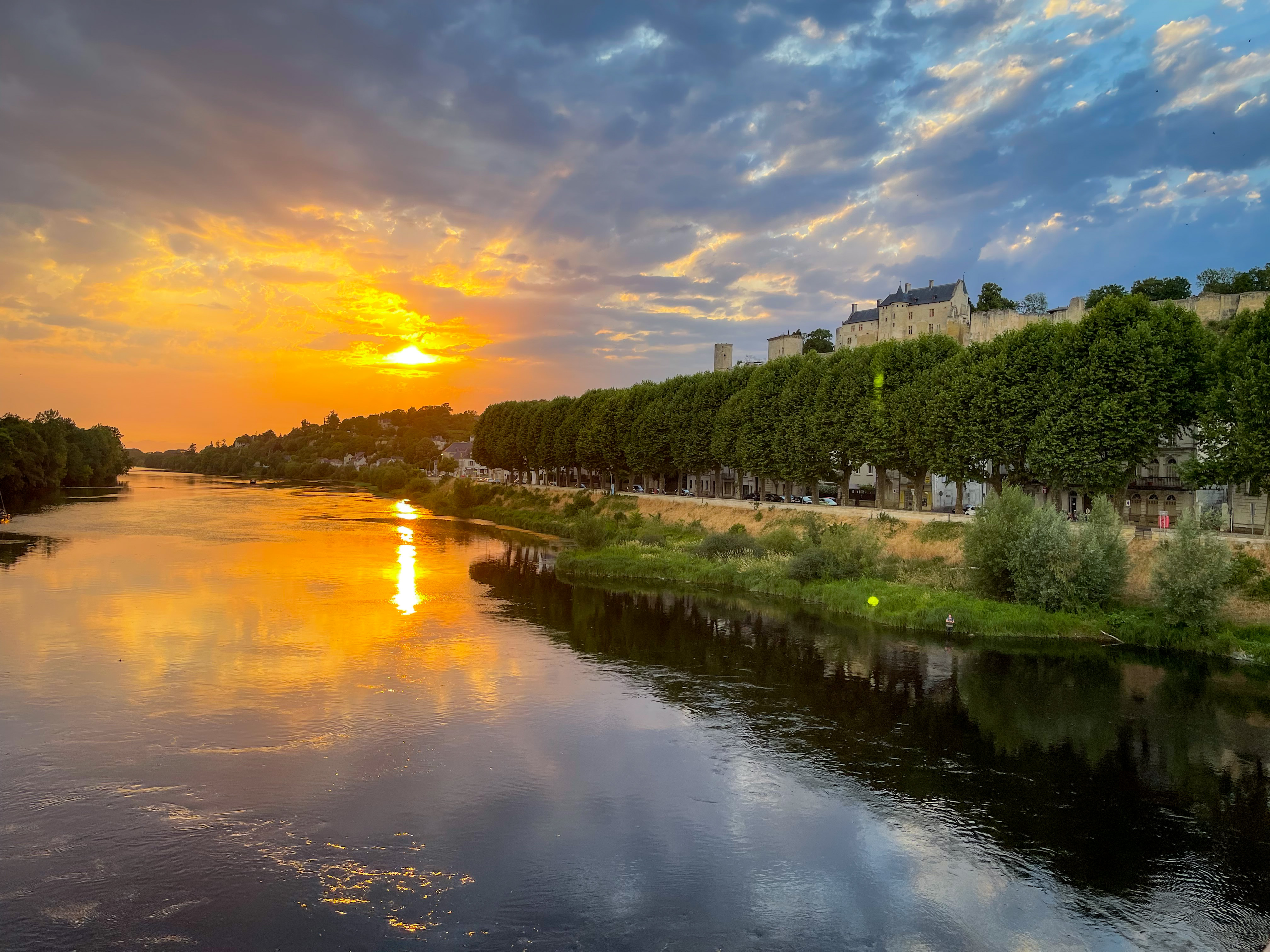 chinon castle seen from a bridge