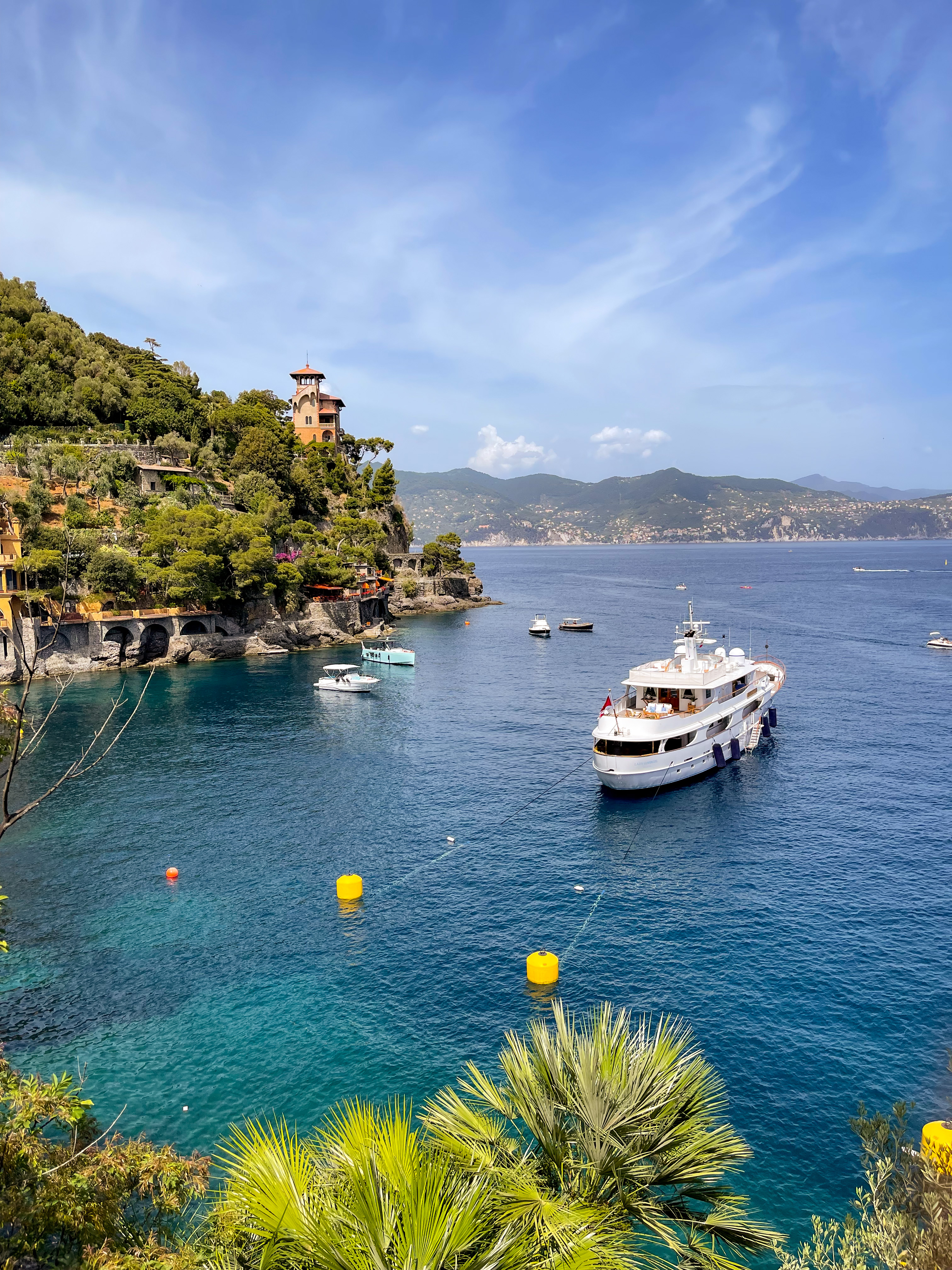 a view from the castello brown, overlooking the portofino harbor