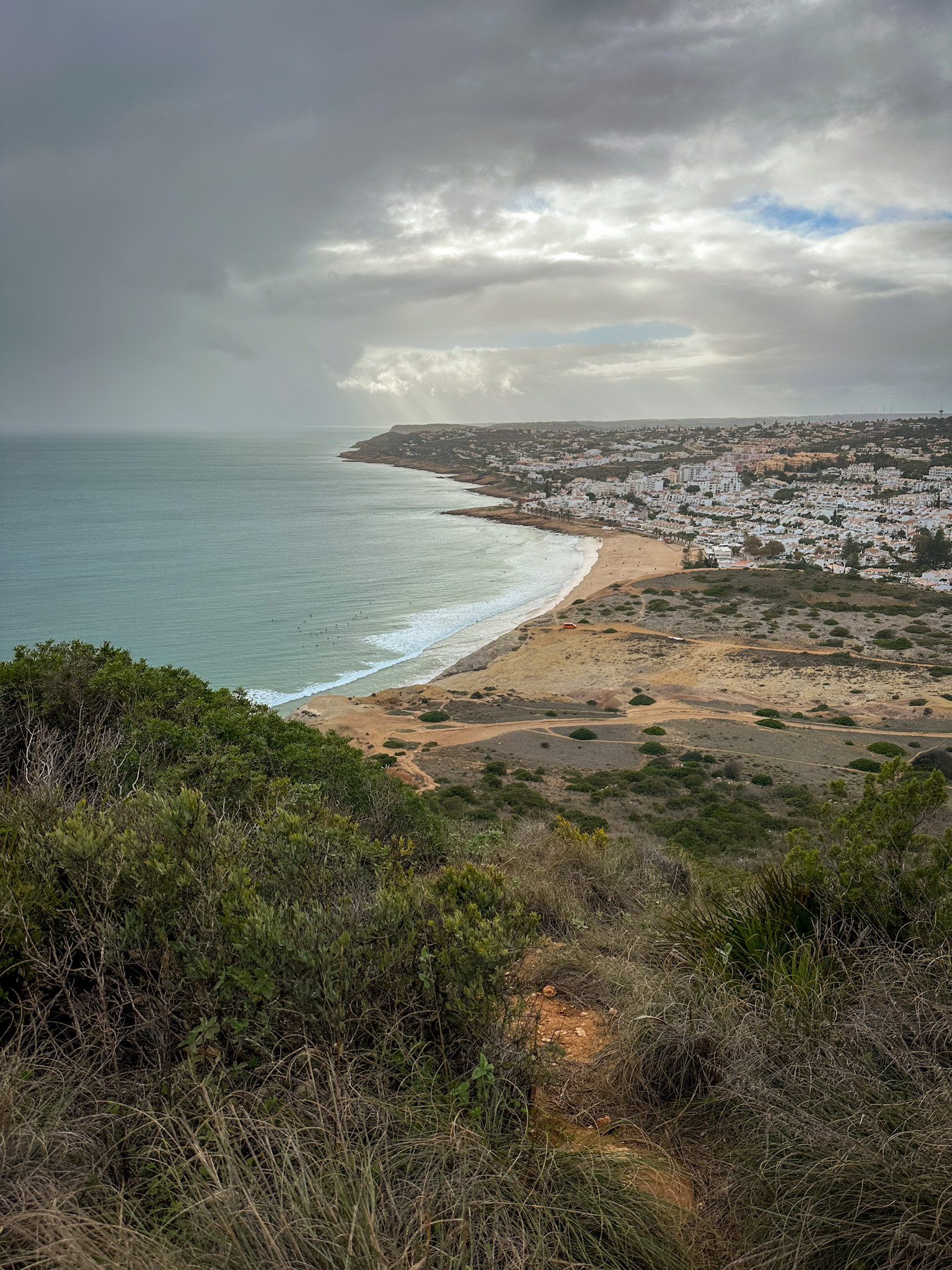 praia da luz seen from the hill with rocha negra