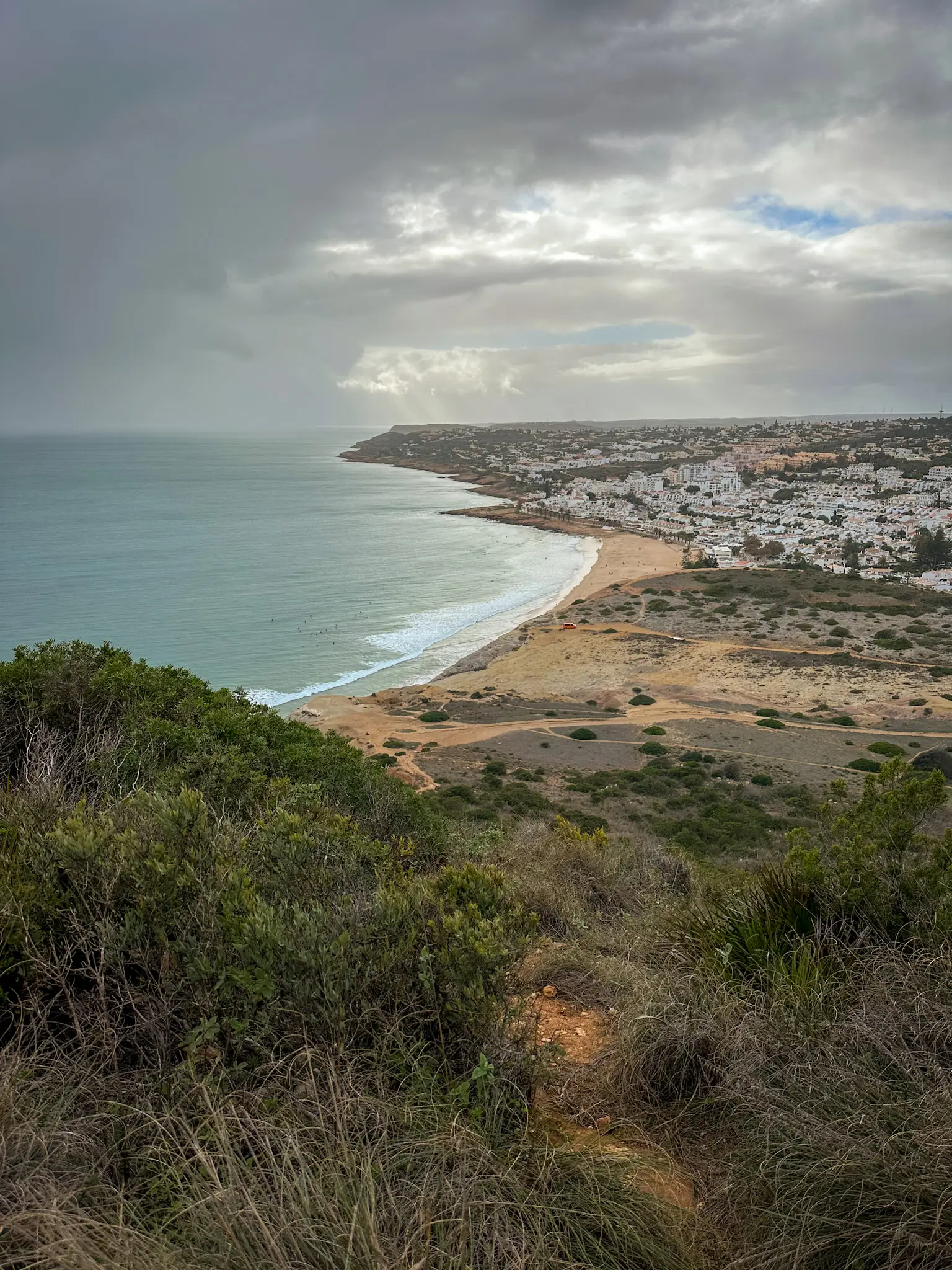 praia da luz seen from the hill with rocha negra