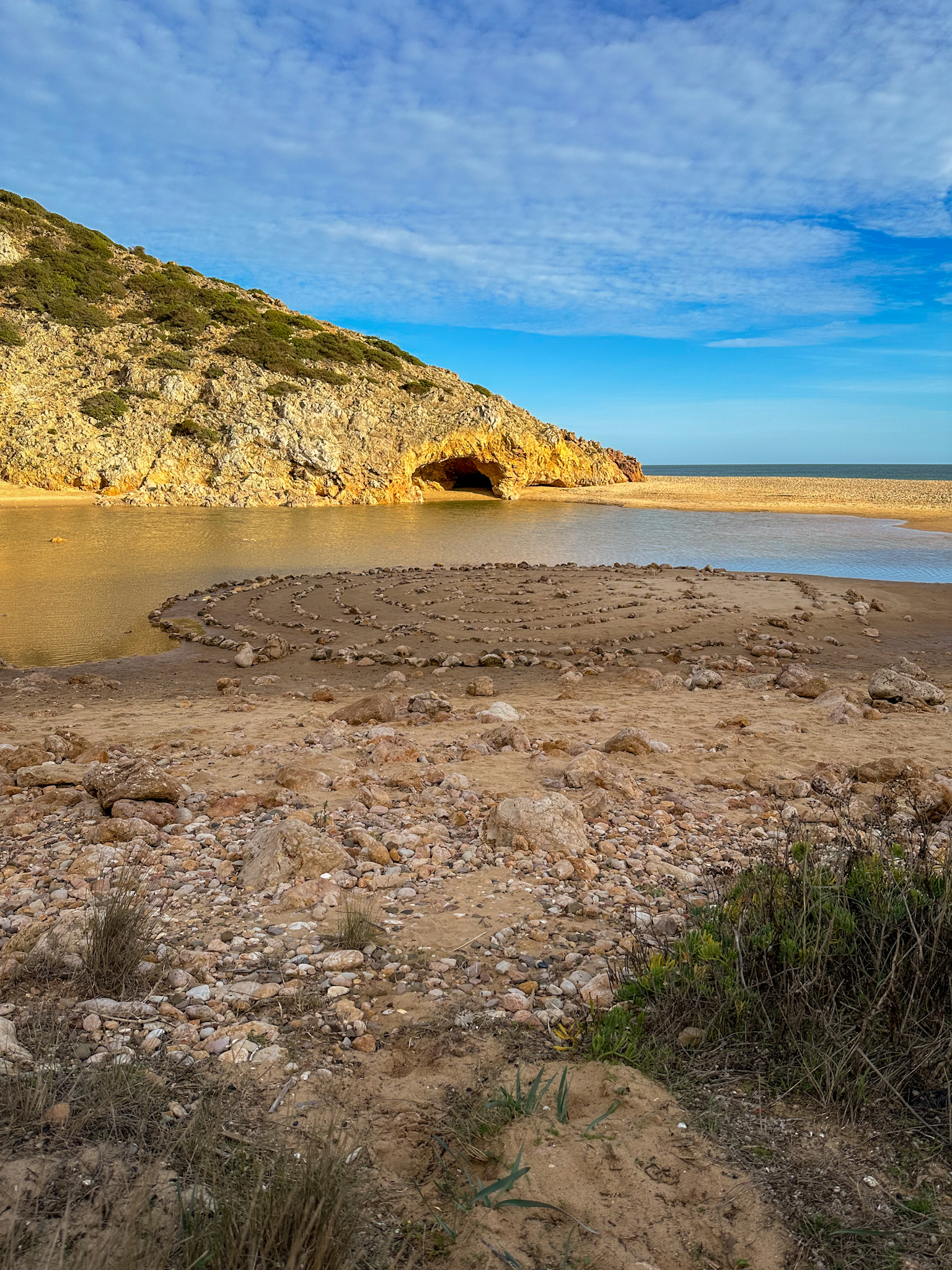 praia das furnas with an art piece made of rocks