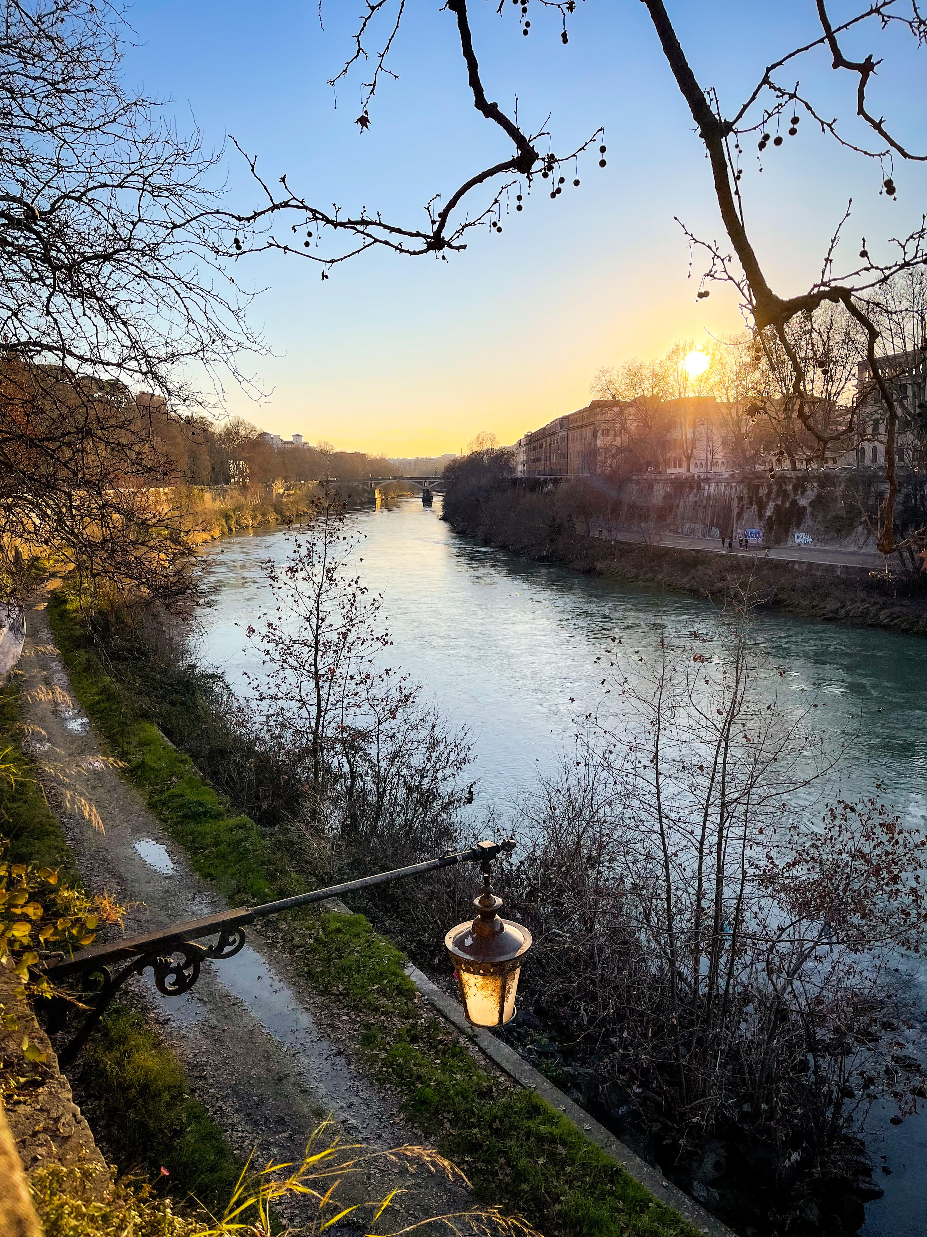 the tiber river overlooking trastevere